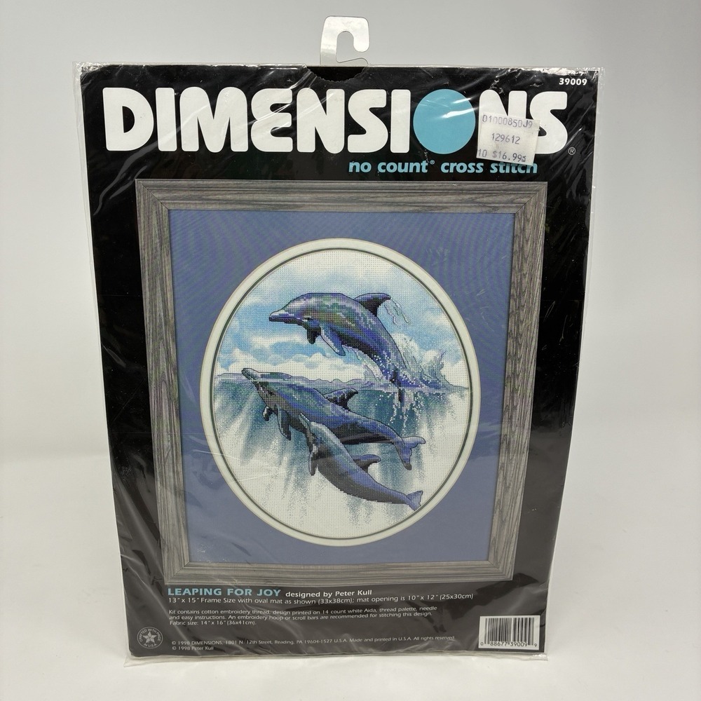 Dimensions Cross Stitch Kit "Leaping For Joy" 10" x 12"  39009 Dolphins Waves
